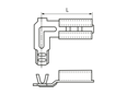 Technical drawing with dimensions of Female push on terminals flag-type non insulated