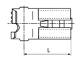 Technical drawing with dimensions of Female push on terminals flag-type non insulated