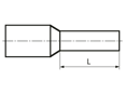 Technical drawing with dimensions of Assortment box with ferrules, round insulated single ferrules, colourcode 2F Standard 2F