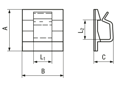 Technical drawing with dimensions of Elematic® - Cable clamps for round cables