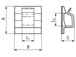 Technical drawing with dimensions of Elematic® - Cable clamps for round cables