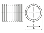 Technical drawing with dimensions of REIKU® PURVB - Tubings for cable protection highly flexible version