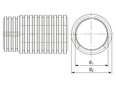Technical drawing with dimensions of REIKU® PPRTB - Tubings for cable protection two parts and closable