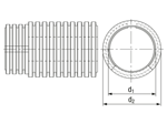 Technical drawing with dimensions of REIKU® PPRTB - Tubings for cable protection two parts and closable