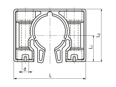 带尺寸的技术图：REIKU® VP-HOB - 系统支架 增强版本
