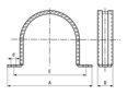 Technical drawing with dimensions of REIKU® MES2B - Tube clamps