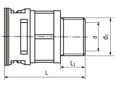 Technical drawing with dimensions of REIKU® VP-GRG - Straight connectors with integrated seal and male thread