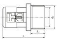 Technical drawing with dimensions of REIKU® PA-GOG - Straight connectors with male thread