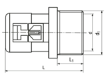 Technical drawing with dimensions of REIKU® PA-GOG - Straight connectors with male thread