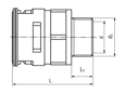带尺寸的技术图：REIKU® VM-GRB - 直管接头 带有集成密封圈与金属外螺纹