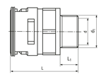 带尺寸的技术图：REIKU® VM-GRG - 直管接头 带有集成密封圈与金属外螺纹