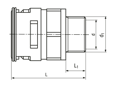 带尺寸的技术图：REIKU® VM-GRG - 直管接头 带有集成密封圈与金属外螺纹