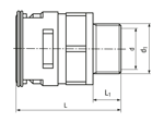 带尺寸的技术图：REIKU® VM-GRG - 直管接头 带有集成密封圈与金属外螺纹