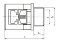 Technical drawing with dimensions of REIKU® PM-GOB - Straight connectors with male metal thread