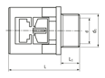 Technical drawing with dimensions of REIKU® PM-GOB - Straight connectors with male metal thread