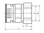 Technical drawing with dimensions of REIKU® VP-IRB - Straight connectors with integrated seal and female thread