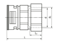 Technical drawing with dimensions of REIKU® VP-IRG - Straight connectors with integrated seal and female thread