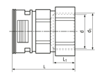 Technical drawing with dimensions of REIKU® VP-IRB - Straight connectors with integrated seal and female thread
