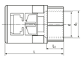 带尺寸的技术图：REIKU® PA-IOB - 直管接头 带有内螺纹