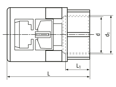 带尺寸的技术图：REIKU® PA-IOG - 直管接头 带有内螺纹