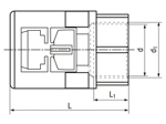 Technical drawing with dimensions of REIKU® PA-IOB - Straight connectors with female thread