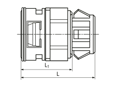 Technical drawing with dimensions of REIKU® VP-GVG - Push-in tube connectors with integrated seal