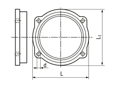 带尺寸的技术图：REIKU® PAGOB - 直线式连接器 用于波纹管