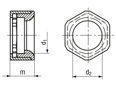 Technical drawing with dimensions of REIKU® PMGMB - Buckling resistant nuts