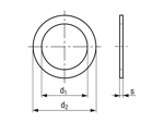 Technical drawing with dimensions of REIKU® AF FSS - Washers for metric connecting threads