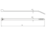 带尺寸的技术图：ABB® Ty-Rap® - 线缆扎带 带不锈钢A4的倒钩