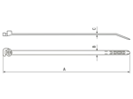 带尺寸的技术图：ABB® Ty-Rap® - 线缆扎带 可释放型 带不锈钢A4的倒钩