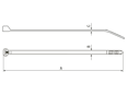 Technical drawing with dimensions of ABB® Ty-Rap® - Cable ties Workbench box with barb stainless steel A4