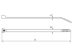 带尺寸的技术图：ABB® Ty-Rap® - 线缆扎带 工作台的盒子 带不锈钢A4的倒钩