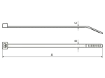 带尺寸的技术图：ABB® Ty-Fast® - 线缆扎带