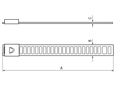 带尺寸的技术图：ABB® Ty-Met™ - 线缆扎带 梯形,无涂层