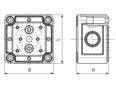 Technical drawing with dimensions of SPELSBERG® TK PS - Housings TK PS, transparent