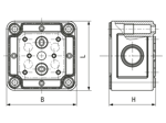 Technical drawing with dimensions of SPELSBERG® TK PS - Housings TK PS, transparent