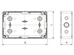 Technical drawing with dimensions of SPELSBERG® TK PS - Housings TK PS flat, transparent