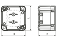 Technical drawing with dimensions of SPELSBERG® TK PC - Housings TK PC, transparent