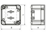 Technical drawing with dimensions of SPELSBERG® TK PC - Housings TK PC, transparent
