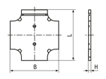 Technical drawing with dimensions of SPELSBERG® MPI - Mounting plates
