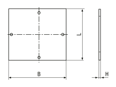 带尺寸的技术图：SPELSBERG® TK MPI - 安装板