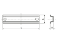 带尺寸的技术图：SPELSBERG® i-Serie NS 35 - 安装导轨 包含固定螺栓