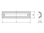带尺寸的技术图：SPELSBERG® i-Serie NS 35 - 安装导轨 包含固定螺栓