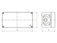 Technical drawing with dimensions of SPELSBERG® PC - Housings AKi PC, transparent