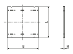 Technical drawing with dimensions of SPELSBERG® AK MPI - Mounting plates