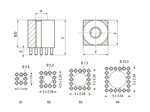 Technical drawing with dimensions of MTCONNECTIVITY Power Socket - Power Socket with internal thread massive press-fit technology, pins arranged all around the edge