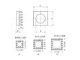 Technical drawing with dimensions of MTCONNECTIVITY Power 2 Ground - Power 2 Ground ground two-piece, Pins arranged arround edge