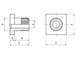 Technical drawing with dimensions of MTCONNECTIVITY Power 2 Socket - Power 2 Socket two-piece, through hole
