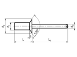 带尺寸的技术图：FASTEKS® FBR KCK...ALSS - 抽芯铆钉 Closed End 沉头